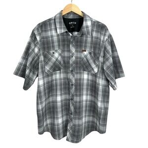 Orvis Mens Plaid Short Sleeve‎ Button Up Shirt Classic Collection XXL Polyester